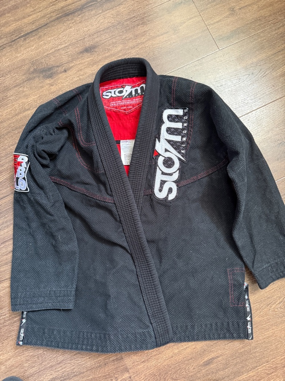 A0 Storm Black Jiu-Jitsu Gi Jacket with Red Interior Trim